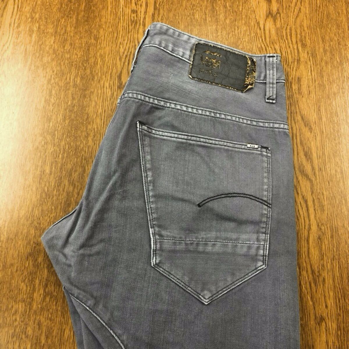 【GD378】G-STAR RAW W34 L32 色落ち加工 立体裁断 カラーパンツ グレー 灰色 メンズブランド古着 ジースターロウ 送料無料拍卖