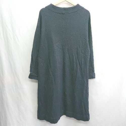 ◇ ⊇ NATURAL BEAUTY BASIC 長袖 膝下丈 ニットワンピース サイズM ネイビー レディース E拍卖