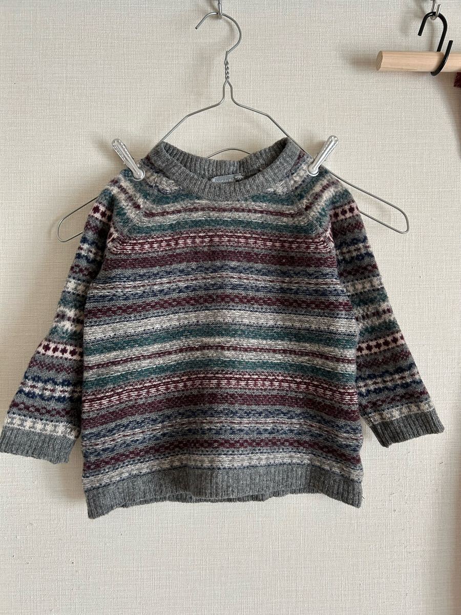 ボンポワン キッズ ニット セーター 長袖 ウール メリノウール 3歳 女の子 男の子 グレー bonpoint 95 100 90 ★拍卖