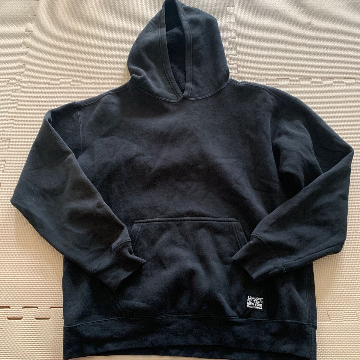【8.15 August Fifteenth】オーガスト フィフティーンス プルオーバー スウェットパーカー 無地 ブラック M USA製拍卖