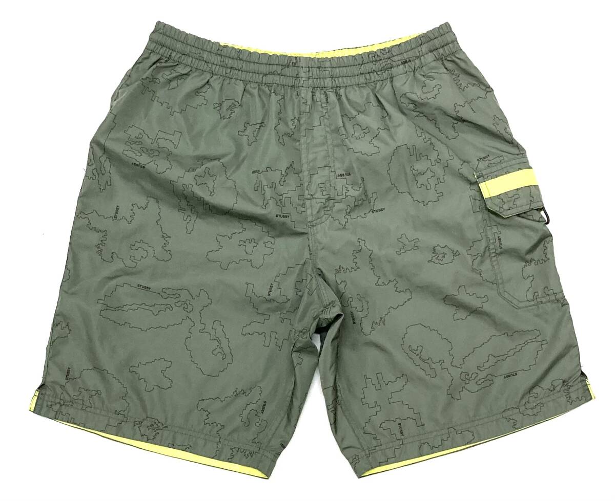 00s 初期 2001年製 stussy ステューシー デジタル カモ 総柄 S ナイロン ショーツ ハーフパンツ BELLS BEACH拍卖