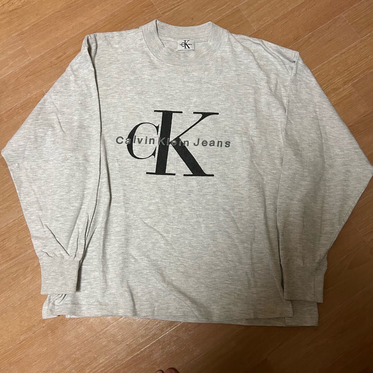 良品 90s USA製 CK Calvin klein CKロゴ ロンT L拍卖
