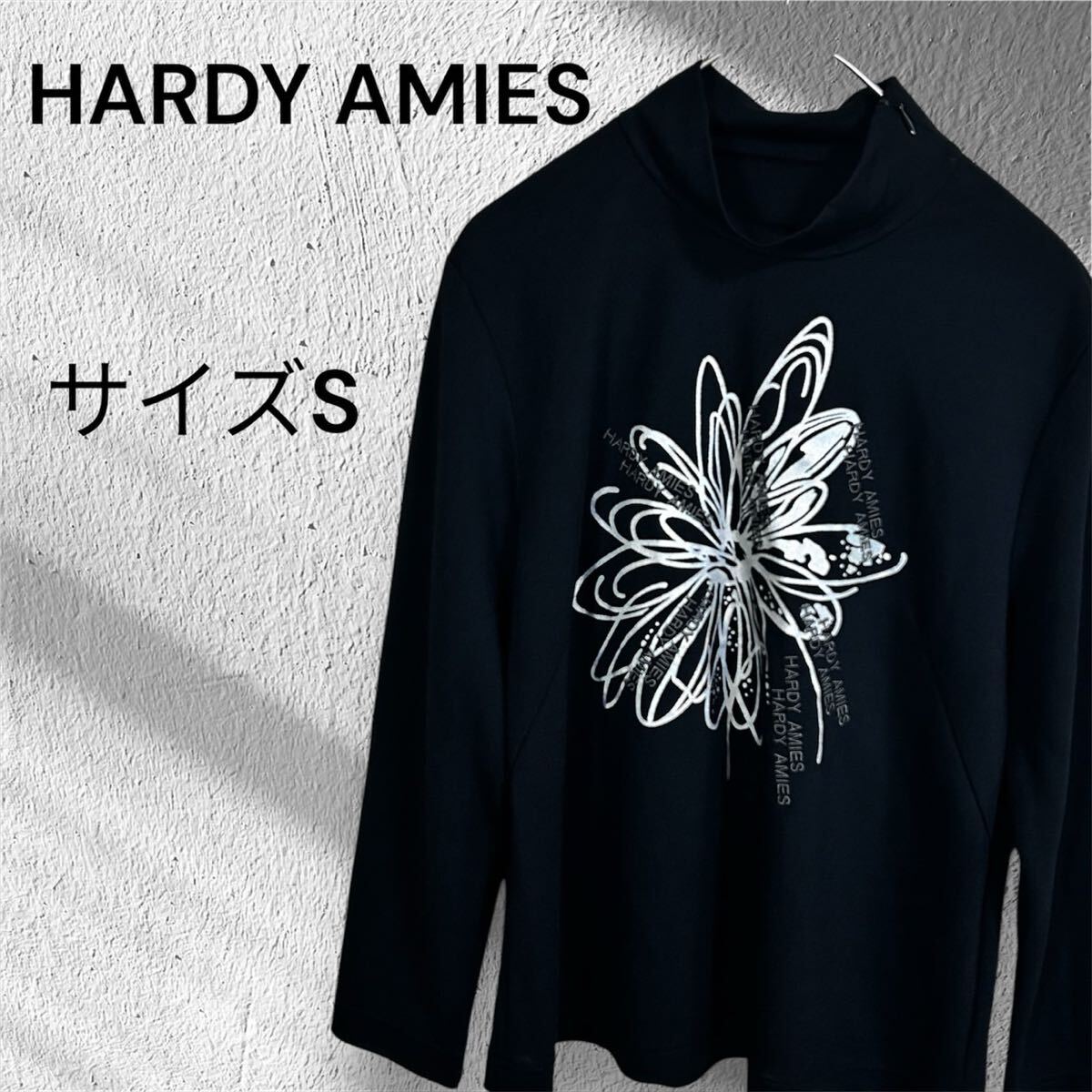 ハーディエイミス 花柄プリントTシャツ S ブラック拍卖