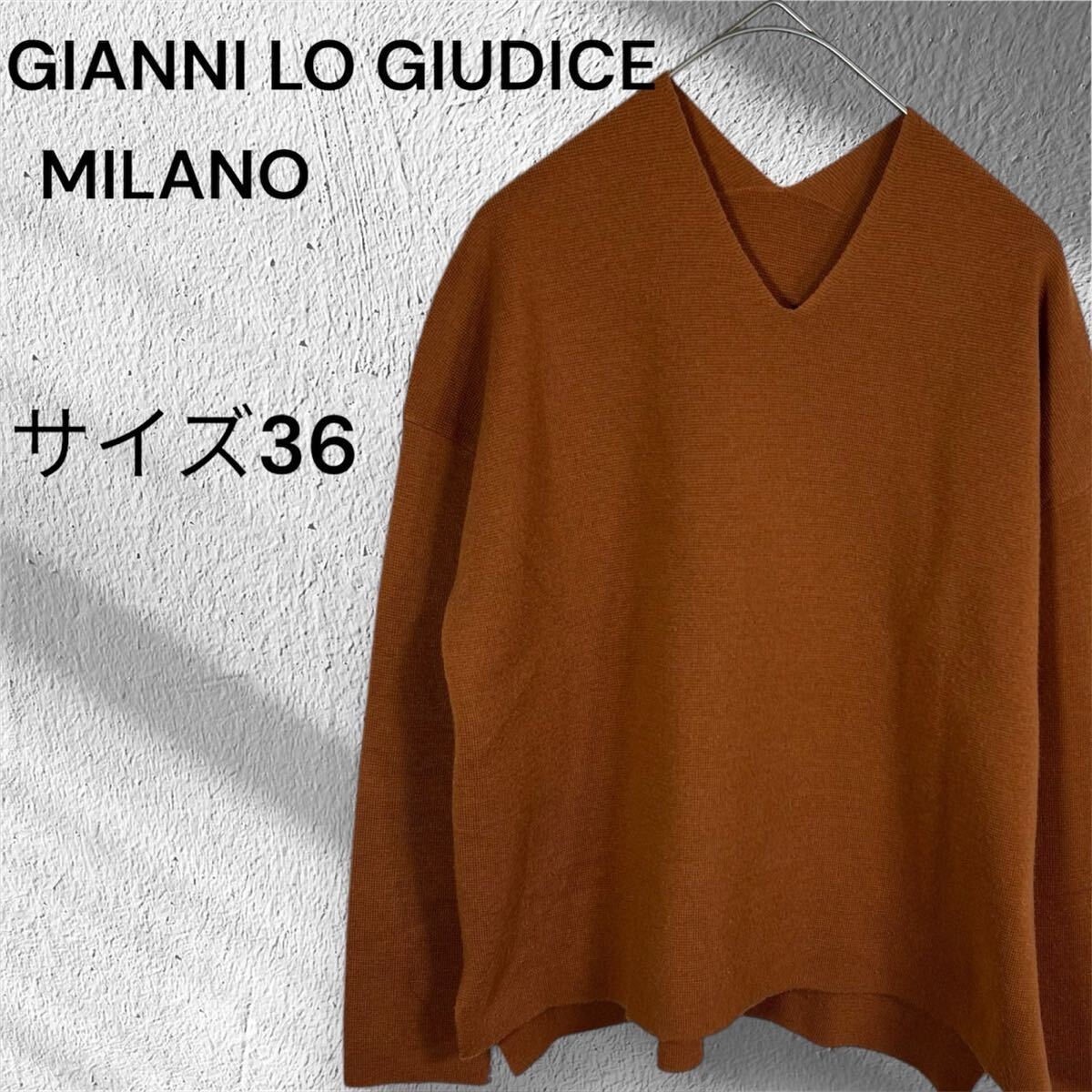 GIANNI LO GIUDICE Vネックセーター ブラウン サイズ36拍卖