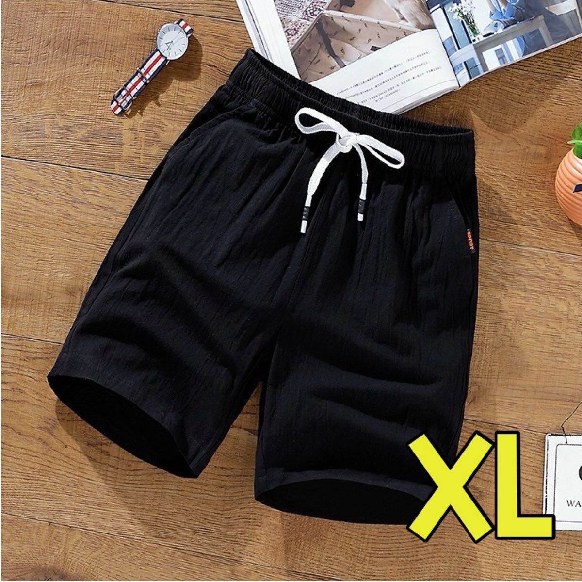 ハーフパンツ 短パン 夏 半ズボン イージーパンツ XL LL 2L ブラック 黒 涼しい拍卖