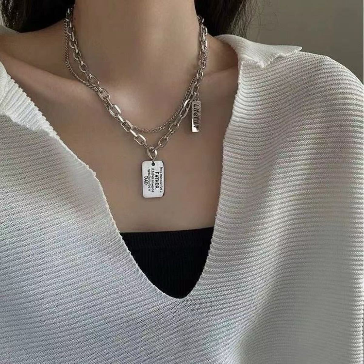 ネックレス レディース アクセサリー チョーカー シルバー プレート チェーン シルバー拍卖
