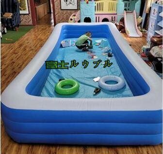 大好評★ 空気入りプール子供用大型厚め大型空気入りプール折りたたみ2.62*1.75*0.6 M拍卖