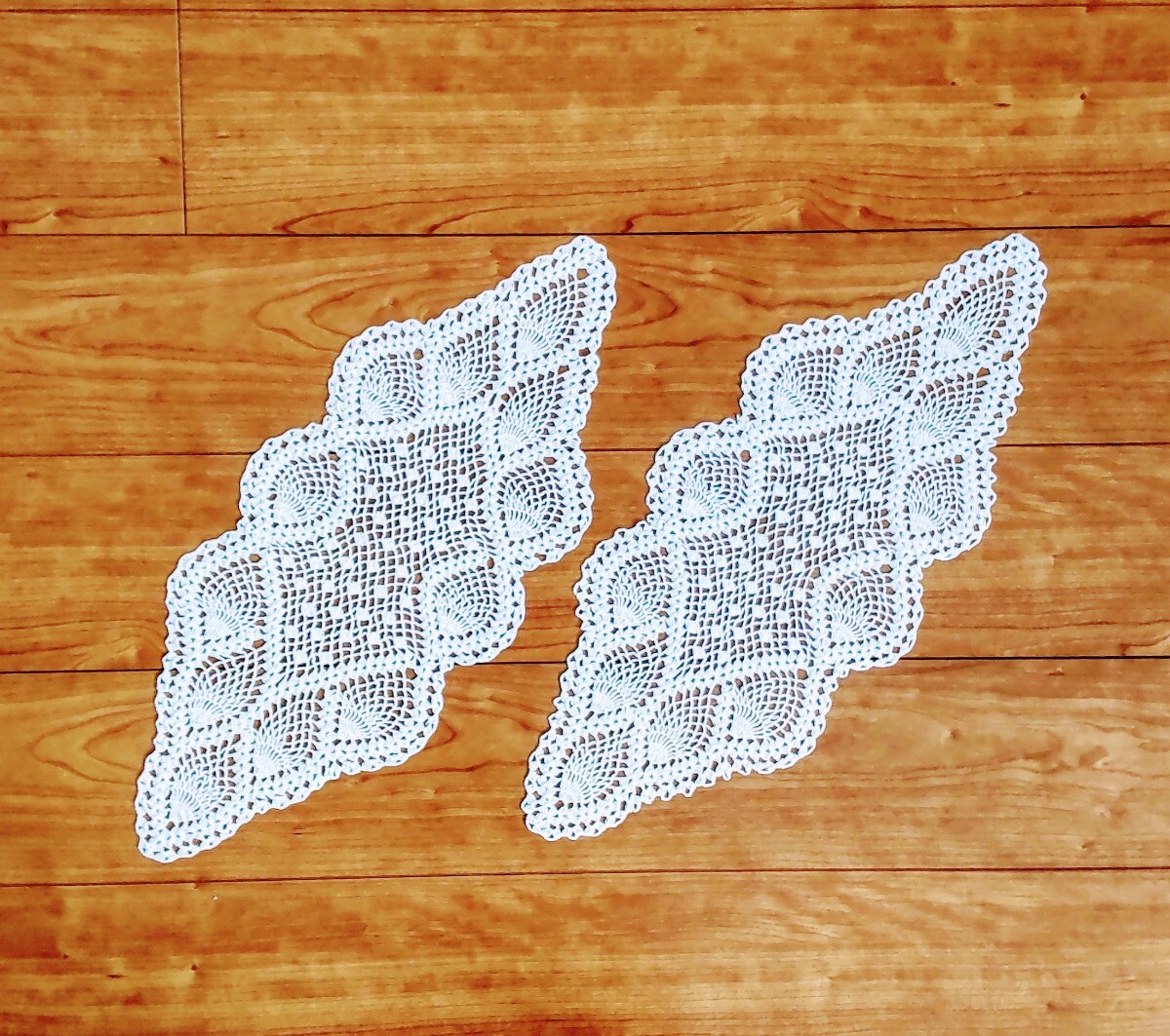 ハンドメイド/ レース編み/ランナー/54cm×23cm/2枚セット拍卖