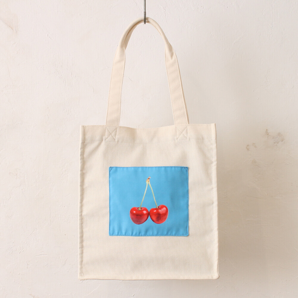 レディースかわいい果実転写ポケットトートバッグ/チェリー拍卖