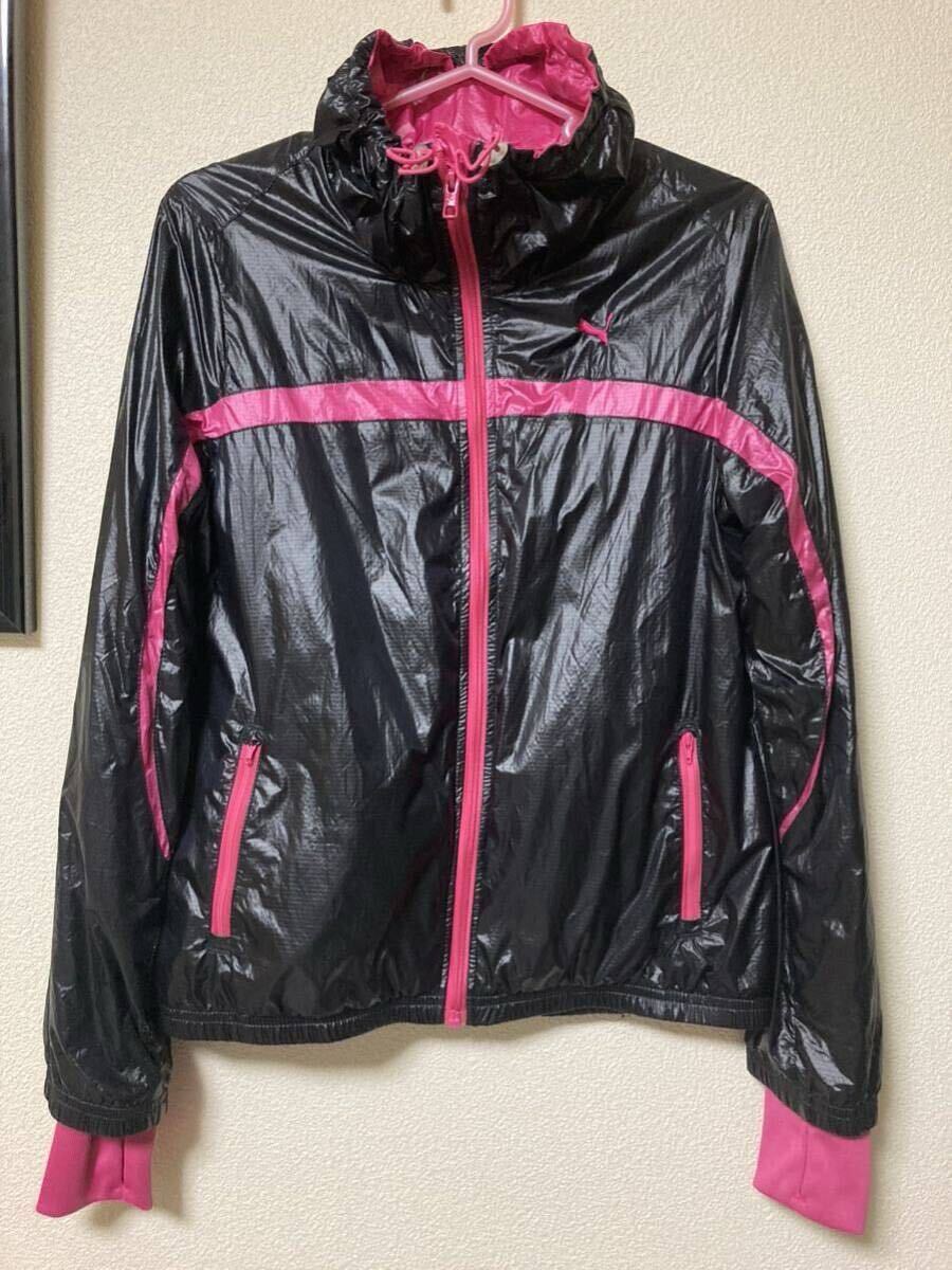 プーマ/puma/ウインドブレーカー /裏メッシュ /ナイロンジャケット/ランニングジャケット/レディース/サイズS/ブラック/ピンク/1度使用拍卖