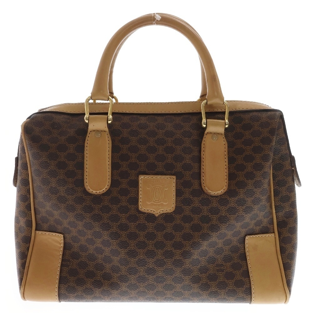 CELINE セリーヌ マカダム柄ミニレザーボストンバッグ ブラウン レディース拍卖