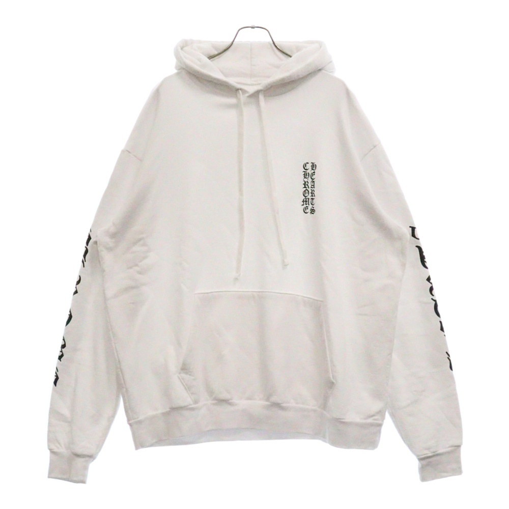 CHROME HEARTS クロムハーツ SWTSHRT PLVRスリーブロゴプリントプルオーバーパーカー ホワイト拍卖