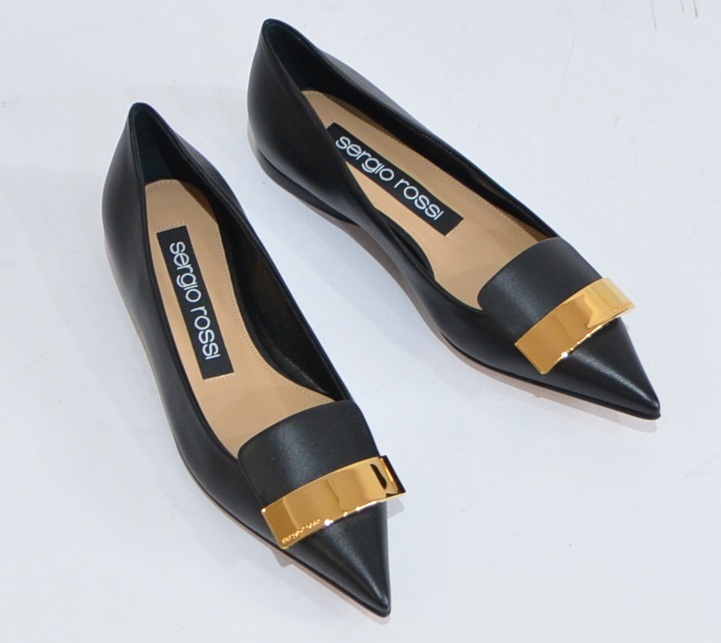 新品 SERGIO ROSSI セルジオロッシ SR1 プレート パンプス フラット シューズ 36 Y-31348B拍卖