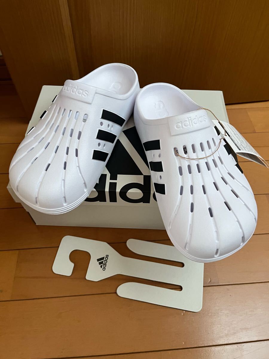送安 即決 アディダス アディレッタ クロッグ 26.5cm adidas サンダル 白 ホワイト シャワーサンダル トレーニング後 海 川拍卖