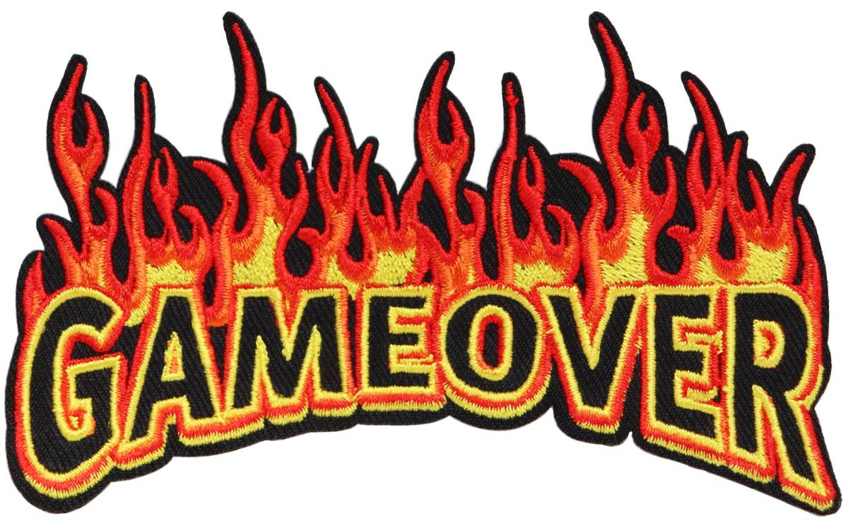 ワッペン GAME OVER(ゲームオーバー) ゲーム系おもしろ刺繍パッチ アイロン接着 説明書(日本語)付き拍卖
