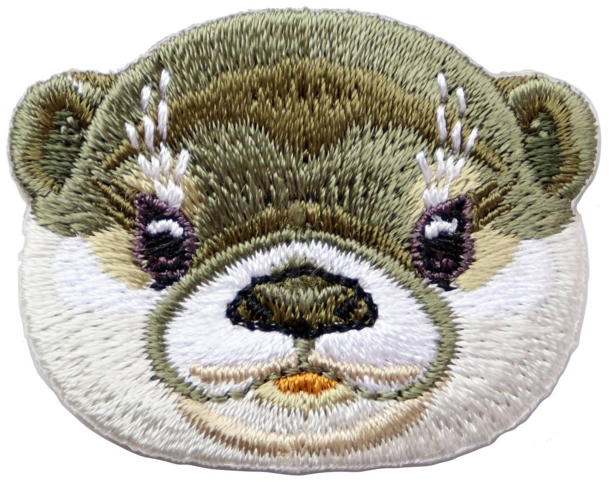 ワッペン カワウソ かわいい刺繍パッチ アイロン接着 説明書(日本語)付き かわうその顔拍卖