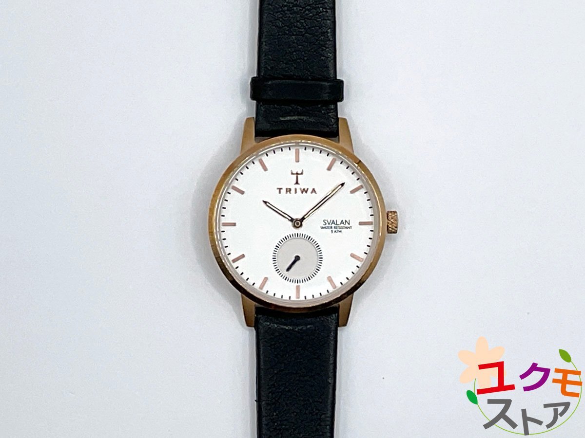 TRIWA トリワ SVALAN スヴァラン 黒革ベルト メンズ レディース ユニセックスサイズ クオーツ スモールセコンド シンプル腕時計 電池交換済拍卖