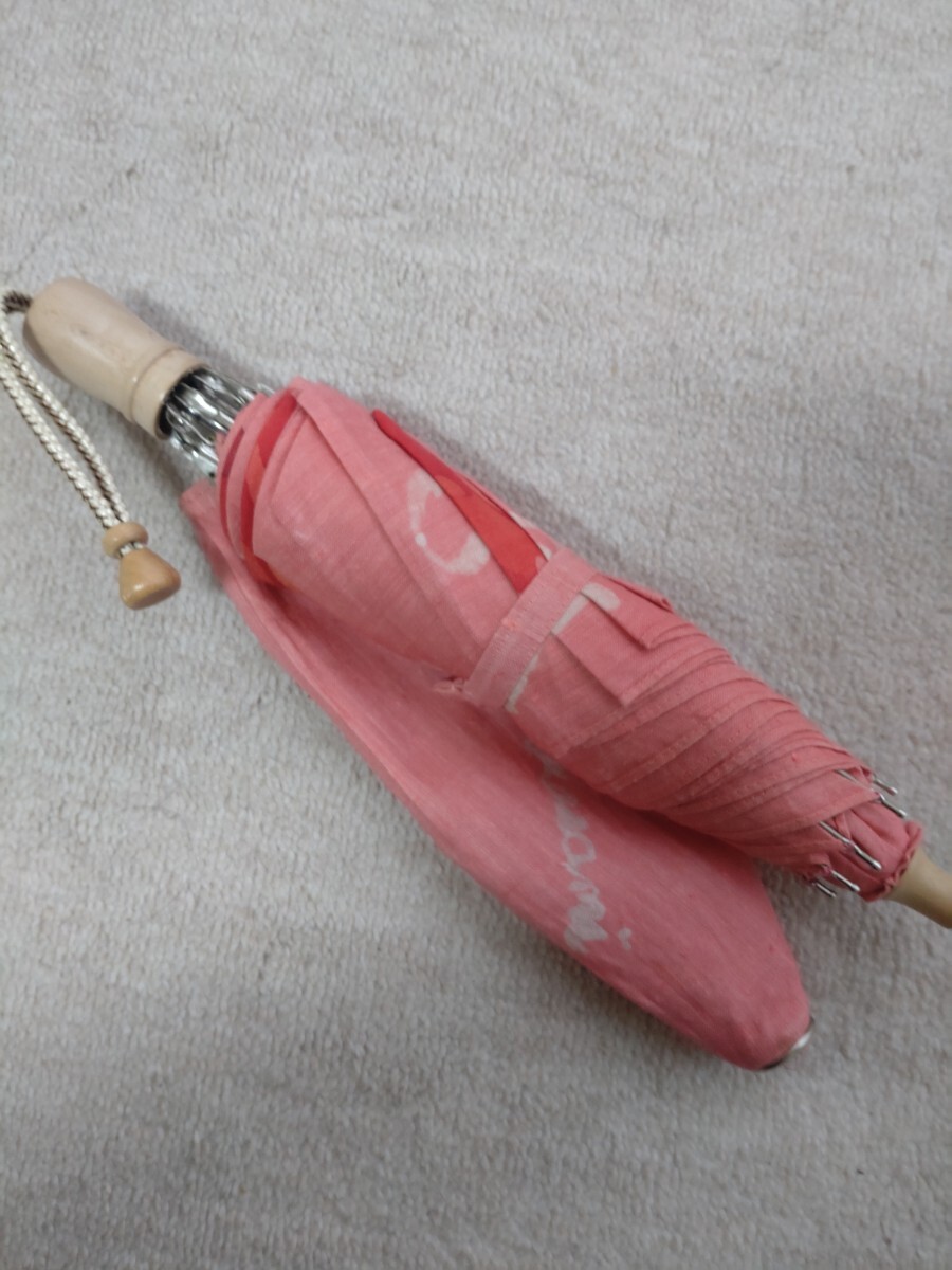 手染め 薔薇のおりたたみ日傘 未使用に近い拍卖