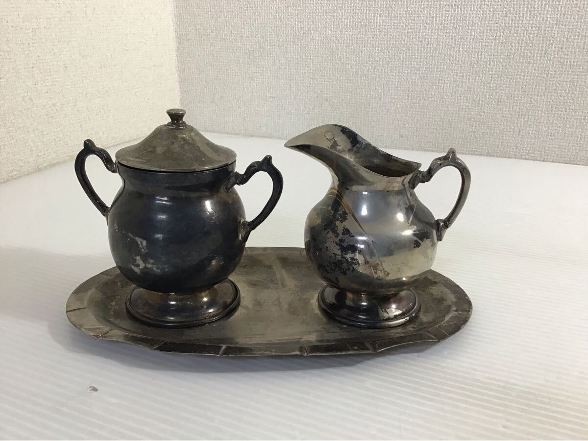 ★アンティーク★ ティーセット ミルク シュガーポット 3点セット 銀食器 英国風 コーヒー 紅茶 クリーム 砂糖拍卖