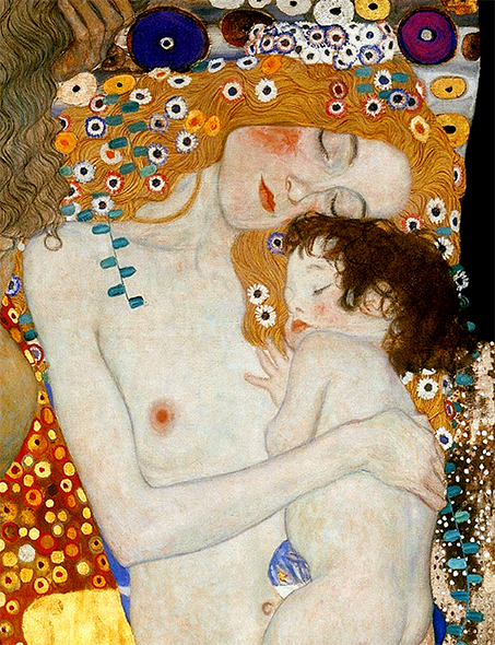 複製絵画 キャンバスアート 世界の名画 グスタフ・クリムト 「 母と子 」 サイズ 25号拍卖
