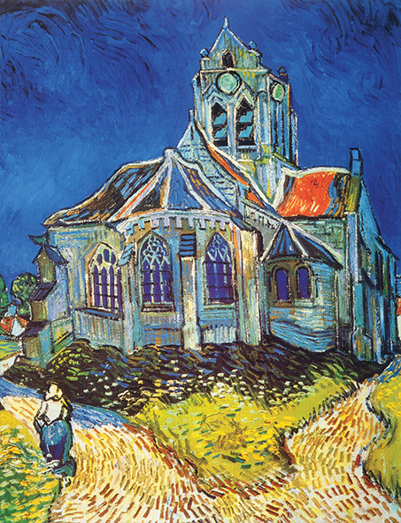 複製絵画 キャンバスアート 世界の名画 ヴィンセント・ヴァン・ゴッホ 「 オーベルの教会 」 サイズ 6号拍卖