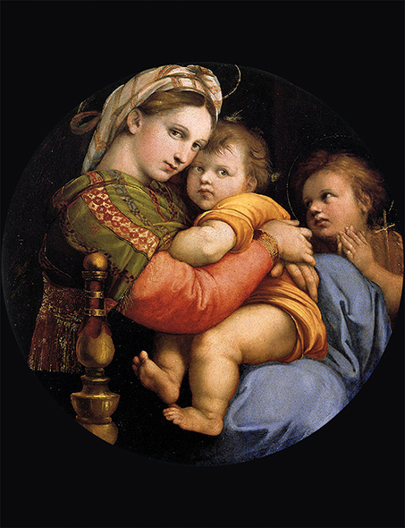 複製絵画 キャンバスアート 世界の名画 ラファエルロ・サンティ 「 小椅子の聖母 」 サイズ 15号拍卖