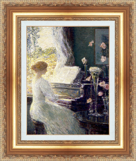 複製絵画 額装品 世界の名画 チャイルド・ハサム 「ソナタ」 サイズ 20号拍卖