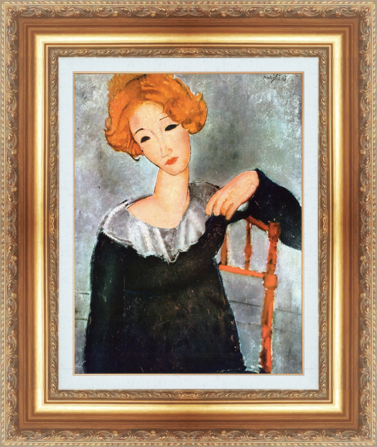 複製絵画 額装品 世界の名画 モディリアニ 「赤毛の女性」 サイズ 20号拍卖