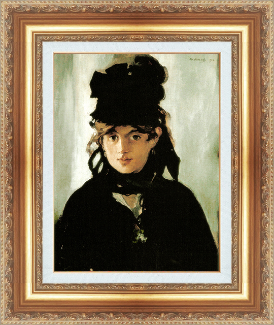 複製絵画 額装品 世界の名画 エドゥアール・マネ 「黒い帽子を被ったベルト・モリゾ」 サイズ 10号拍卖
