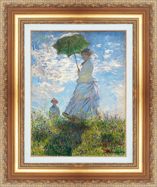 複製絵画 額装品 世界の名画 クロード・モネ 「日傘をさす女2(子供)」 サイズ 6号拍卖