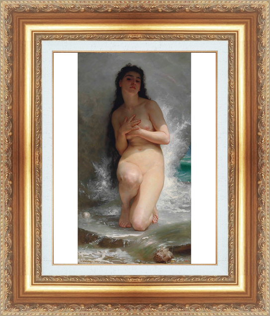 複製絵画 額装品 世界の名画 ウィリアム・アドルフ・ブグロー 「 真珠 」 サイズ 20号拍卖