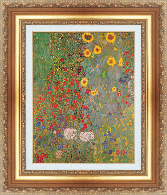 複製絵画 額装品 世界の名画 グスタフ・クリムト 「 ひまわりと農場庭園 」 サイズ 15号拍卖