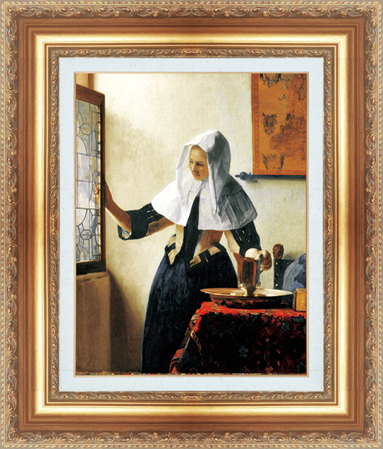 複製絵画 額装品 世界の名画 ヨハネス・フェルメール 「 水差しを持つ女 」 サイズ 10号拍卖