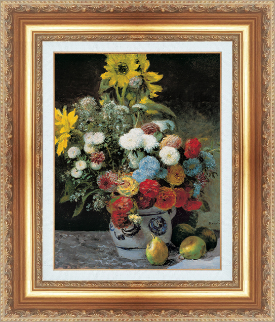 複製絵画 額装品 世界の名画 ピエール・オーギュスト・ルノワール 「 花瓶の花 」 サイズ 20号拍卖