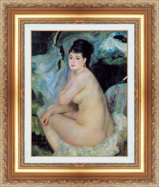 複製絵画 額装品 世界の名画 ピエール・オーギュスト・ルノワール 「 ソファに座っている女性 」 サイズ 10号拍卖