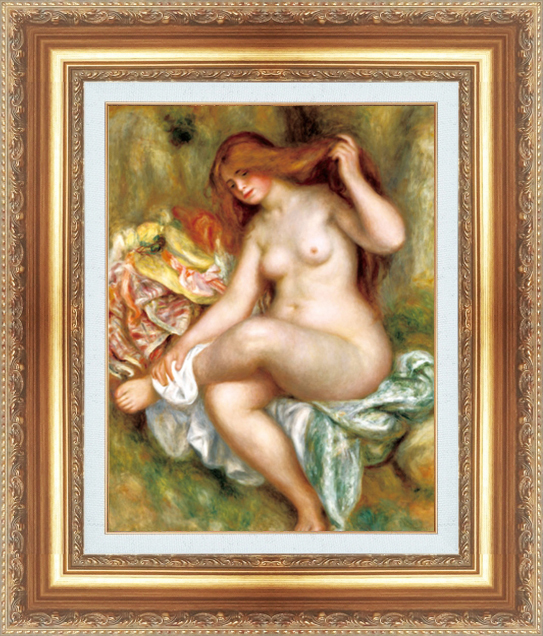 複製絵画 額装品 世界の名画 ピエール・オーギュスト・ルノワール 「 座る浴女 」 サイズ 20号拍卖