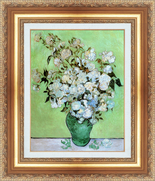 複製絵画 額装品 世界の名画 ヴィンセント・ヴァン・ゴッホ 「 バラのある静物 」 サイズ 8号拍卖