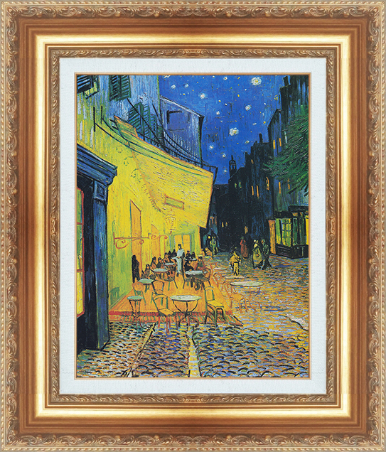 複製絵画 額装品 世界の名画 ヴィンセント・ヴァン・ゴッホ 「 アルルの夜のカフェテラス ( ナイトカフェ ) 」 サイズ 8号拍卖