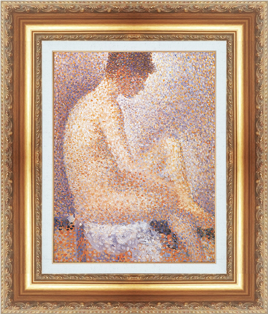 複製絵画 額装品 世界の名画 ジョルジュ・スーラ 「側面に向かってポーズ」 サイズ 6号拍卖