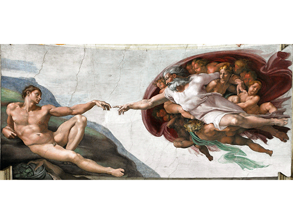 複製絵画 キャンバスアート 世界の名画 ミケランジェロ・ブオナローティー 「 アダムの創造 」 サイズ 25号拍卖