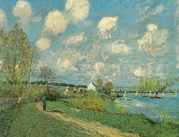 複製絵画 キャンバスアート 世界の名画 シスレー 「ブージヴァルの夏」 サイズ 10号拍卖