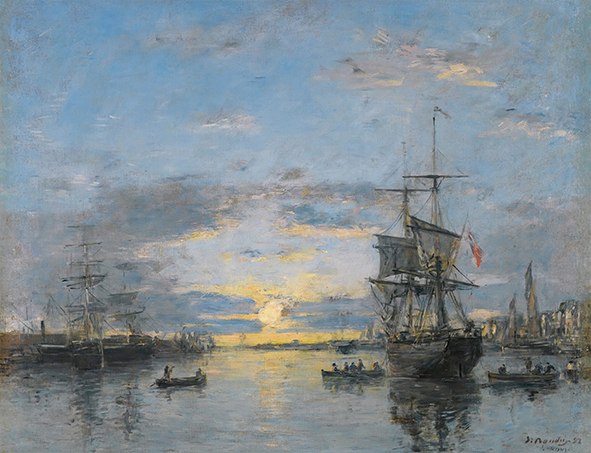 複製絵画 キャンバスアート 世界の名画 ブーダン 「 ル・アーヴル、夕日の港 」 サイズ 6号拍卖