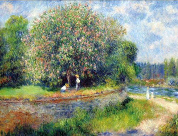 複製絵画 キャンバスアート 世界の名画 ピエール・オーギュスト・ルノワール 「 花咲くマロニエ 」 サイズ 10号拍卖
