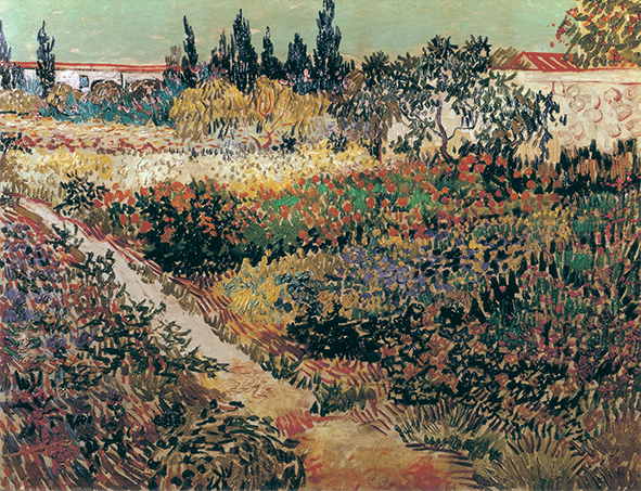複製絵画 キャンバスアート 世界の名画 ヴィンセント・ヴァン・ゴッホ 「 アルルの花が咲く庭 」 サイズ 15号拍卖