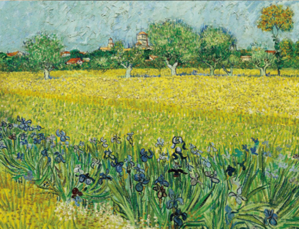 複製絵画 キャンバスアート 世界の名画 ヴィンセント・ヴァン・ゴッホ 「 アイリスのあるアルルの眺 」 サイズ 15号拍卖