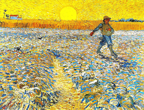 複製絵画 キャンバスアート 世界の名画 ヴィンセント・ヴァン・ゴッホ 「 種まく人 」 サイズ 15号拍卖