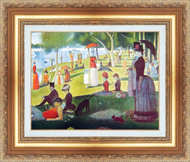 複製絵画 額装品 世界の名画 ジョルジュ・スーラ 「 グランド・ジャット島の日曜日の午後 」 サイズ 3号拍卖