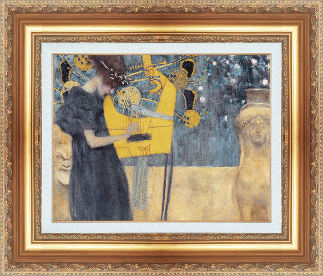 複製絵画 額装品 世界の名画 グスタフ・クリムト 「 音楽 」 サイズ 10号拍卖