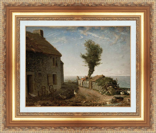 複製絵画 額装品 世界の名画 ジャン・フランソワ・ミレー 「 グリュシー村のはずれ 」 サイズ 10号拍卖