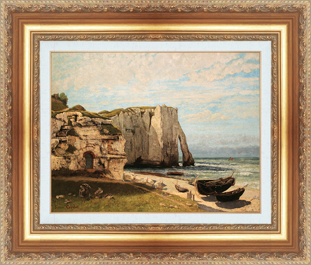 複製絵画 額装品 世界の名画 ギュスターヴ・クールベ 「嵐の後のエトルタ崖」 サイズ 6号拍卖